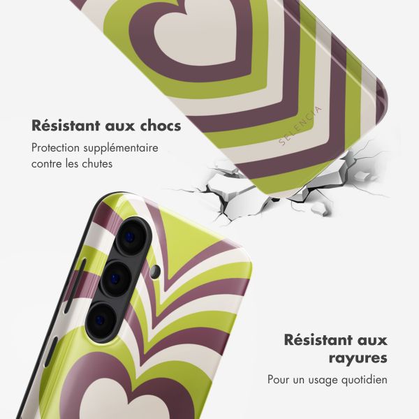 Selencia Coque arrière Vivid Tough Samsung Galaxy S24 - Double Hearts Plum Fern