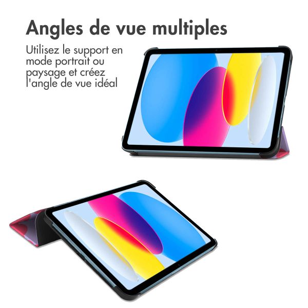 imoshion Coque tablette Design Trifold Apple iPad 11 (2025) 11 pouces A16 / iPad 10 (2022) 10.9 pouces - Dusty Rose Blossom