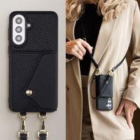 Selencia Coque de télephone Sera avec cordon et porte-cartes enveloppe Samsung Galaxy A57 (5G) - Noir