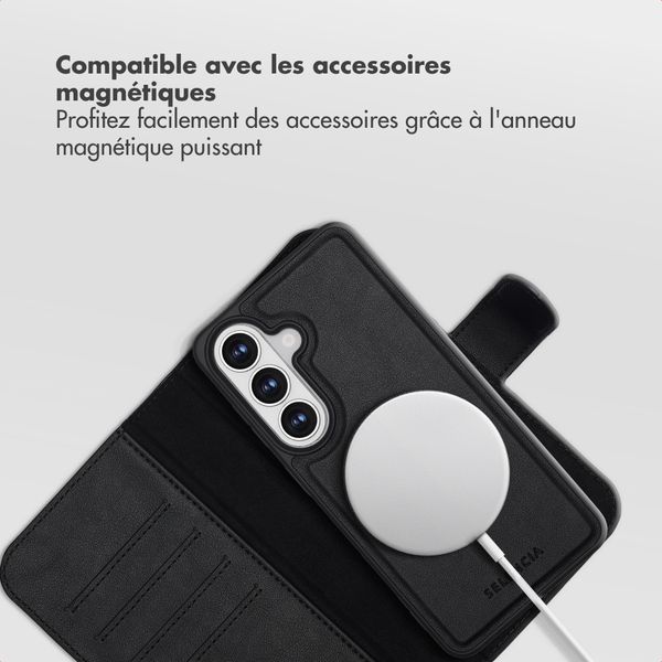 Selencia Étui portefeuille amovible Olyn avec MagSafe Samsung Galaxy S26 - Noir