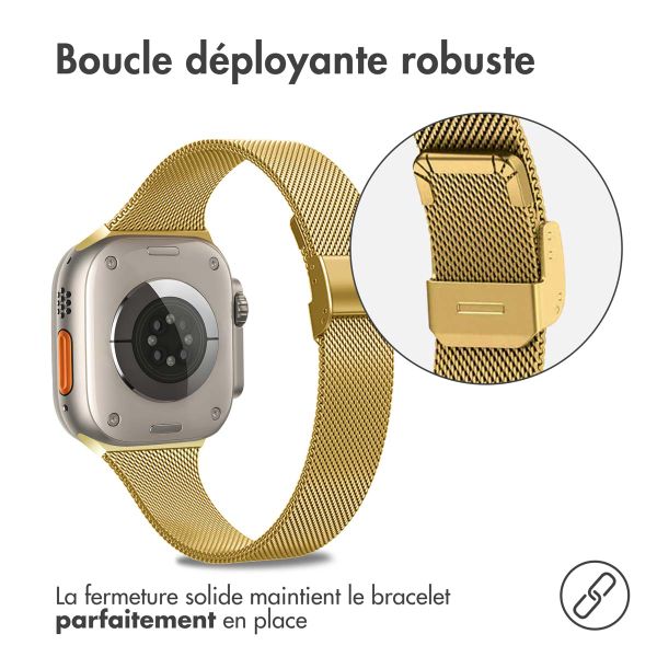 imoshion Bracelet pliant Milanese Apple Watch Series 1-10 / SE / Ultra (2) - 42/44/45/46/49 mm - Dorée