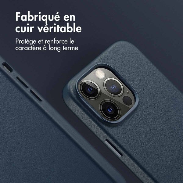 Accezz Coque arrière en cuir avec MagSafe Apple iPhone 14 Pro Max - Nightfall Blue