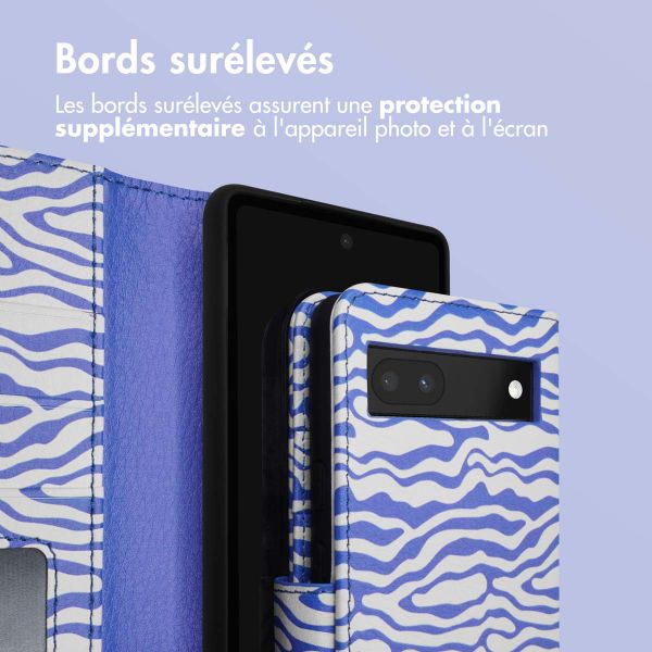 imoshion Étui de télephone portefeuille Design Google Pixel 6a - White Blue Stripes