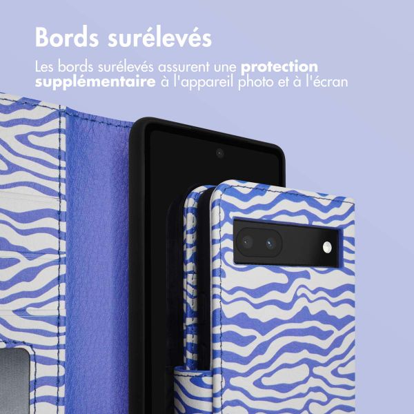 imoshion ﻿Étui de téléphone portefeuille Design Google Pixel 6a - White Blue Stripes