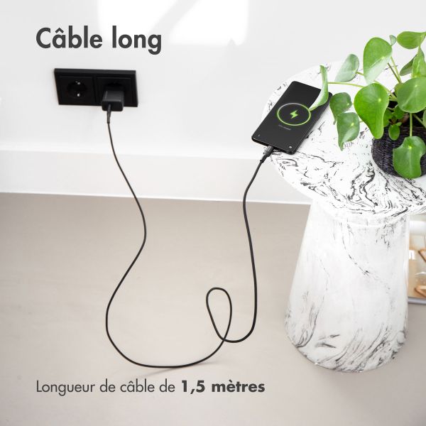 imoshion Braided USB-C vers câble USB-C - 1,5 mètre  - Noir