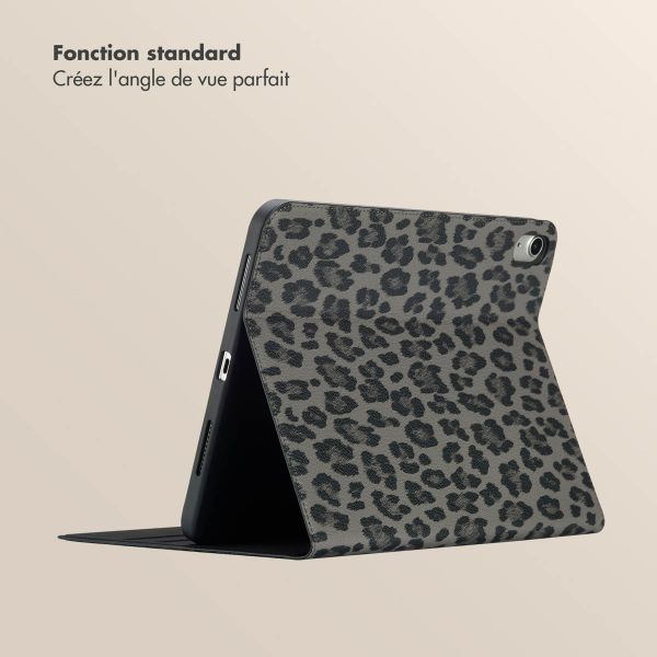 Selencia Coque tablette Sabi avec imprimé léopard Apple iPad 11 (2025) 11 pouces A16 / iPad 10 (2022) 10.9 pouces - Midnight Black