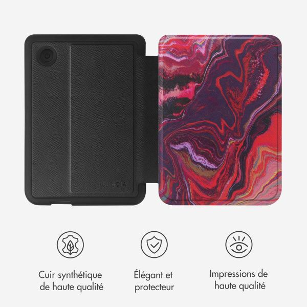 Selencia Étui de liseuse portefeuille Vivid Kobo Clara Colour / Clara BW - Marble Purple