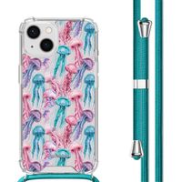 imoshion Coque Design avec cordon iPhone 13 - Jellyfish Watercolor