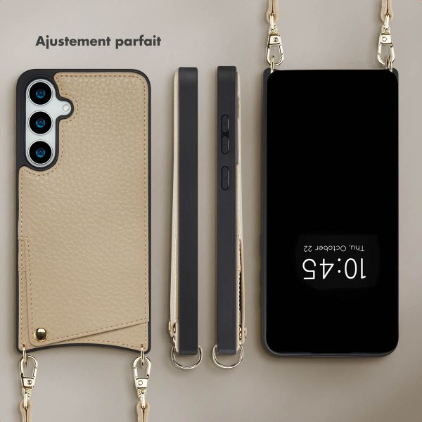 Selencia Coque de télephone Nova avec cordon et porte-cartes Samsung Galaxy S24 Plus / S25 Plus - Beige