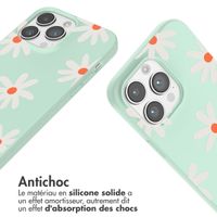 imoshion Coque design en silicone avec cordon iPhone 14 Pro - Green Flower Distance