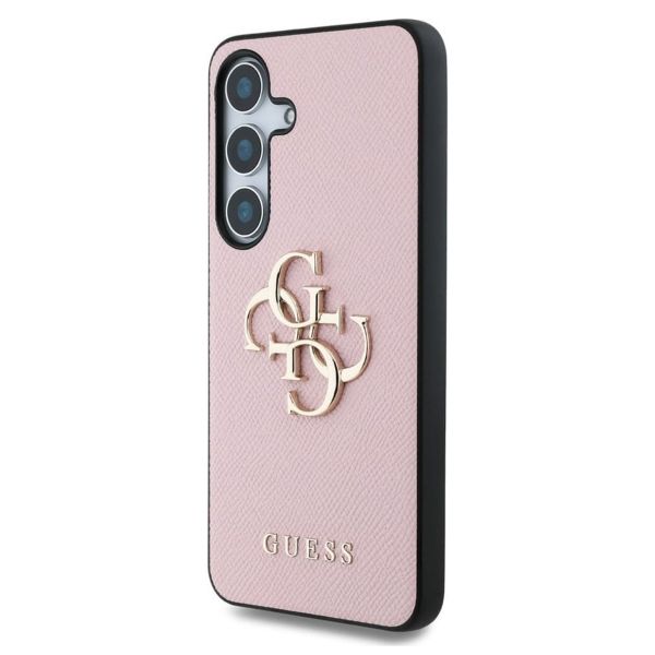 Guess Coque 4G Metal Logo Saffiano Samsung Galaxy S25 Plus - Rose