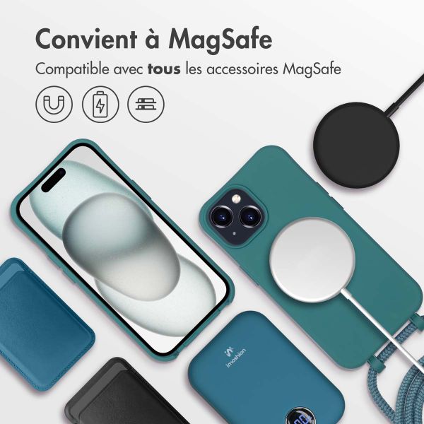 imoshion Coque de couleur avec cordon amovible MagSafe iPhone 15 - Dark Green