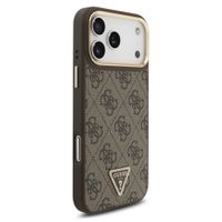 Guess Coque arrière en cuir avec logo Triangle classique et MagSafe Apple iPhone 17 Pro Max - Marron