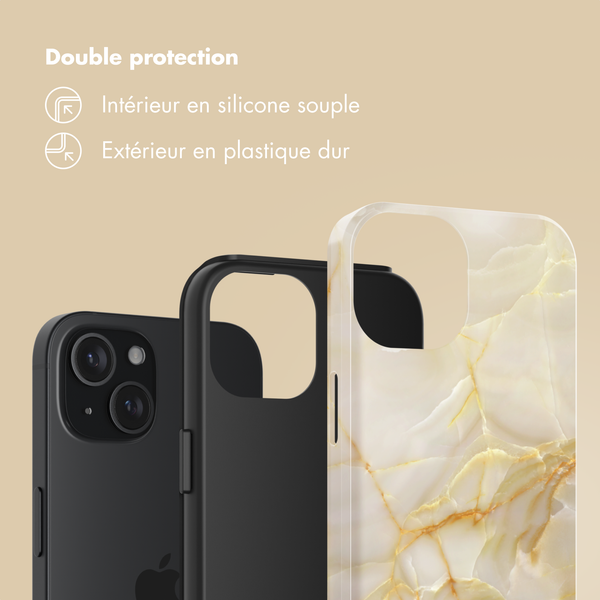 Selencia Coque arrière Vivid Apple iPhone 15 - Golden Beige Marble