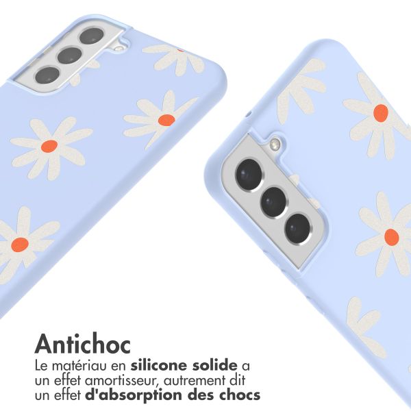 imoshion Coque design en silicone avec cordon Samsung Galaxy S22 Plus - Lila Flower Distance