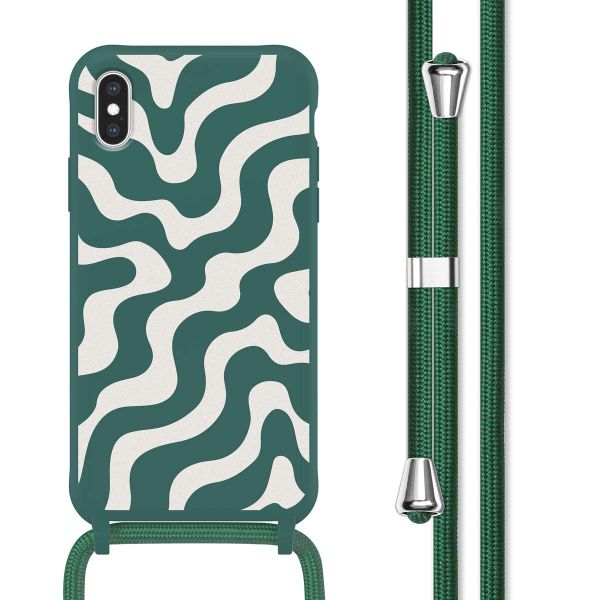 imoshion Coque design en silicone avec cordon iPhone X / Xs - Petrol Green Groovy