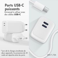 imoshion Adaptateur secteur 35 watts | Avec 2 ports USB-C - Blanc