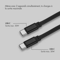 Accezz Chargeur voiture avec câbles rétractables – USB-C / USB-C – 60W – Noir