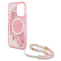 Guess MagSafe IML Flowers Case avec beads strap iPhone 15 Pro - Pink