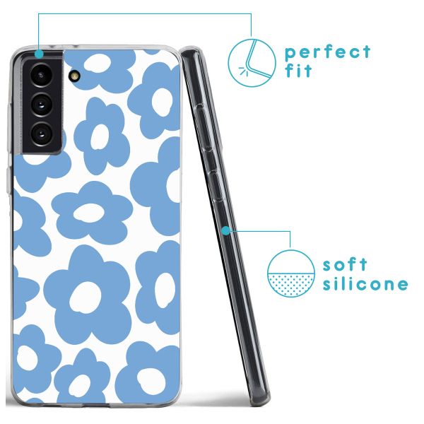 imoshion Coque Design Samsung Galaxy S21 FE - Retro Blue Flowers