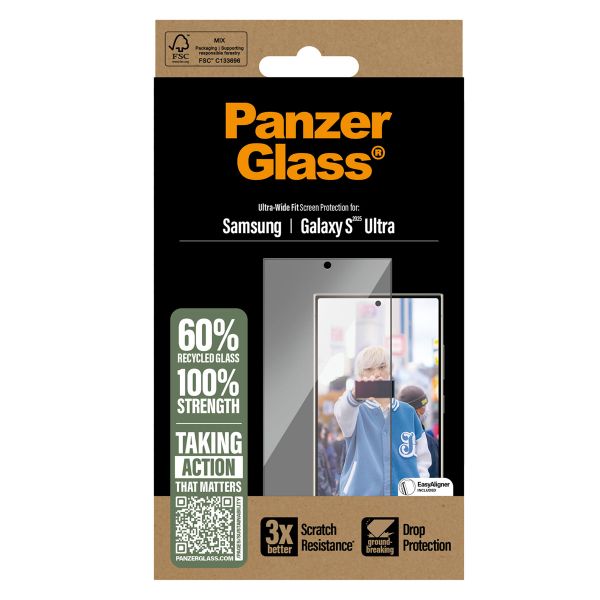 PanzerGlass Protection d'écran Ultra-Wide Fit Anti-bactérienne Samsung Galaxy S25 Ultra