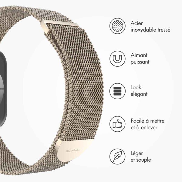 imoshion Bracelet magnétique milanais Apple Watch Series 1 - 9 / SE (38/40/41 mm) | Series 10 / 11 (42 mm) - Taille S - Starlight