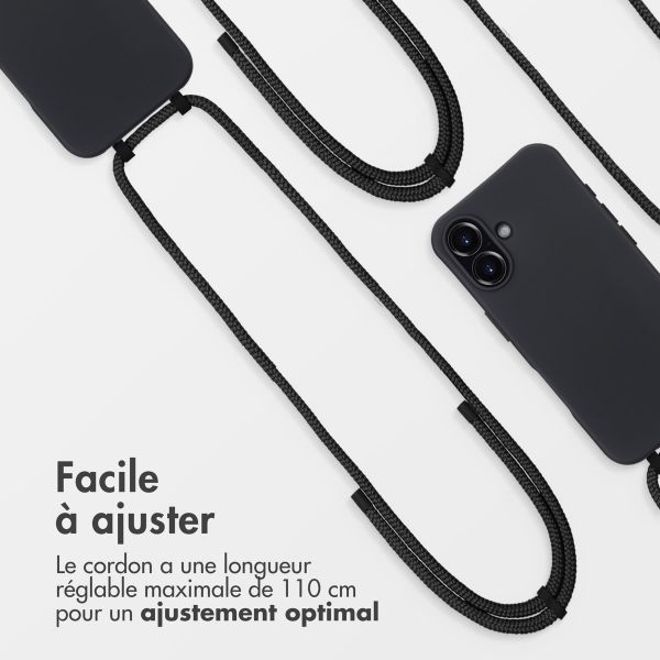 imoshion Coque arrière Color avec cordon amovible et MagSafe Apple iPhone 16 - Noir