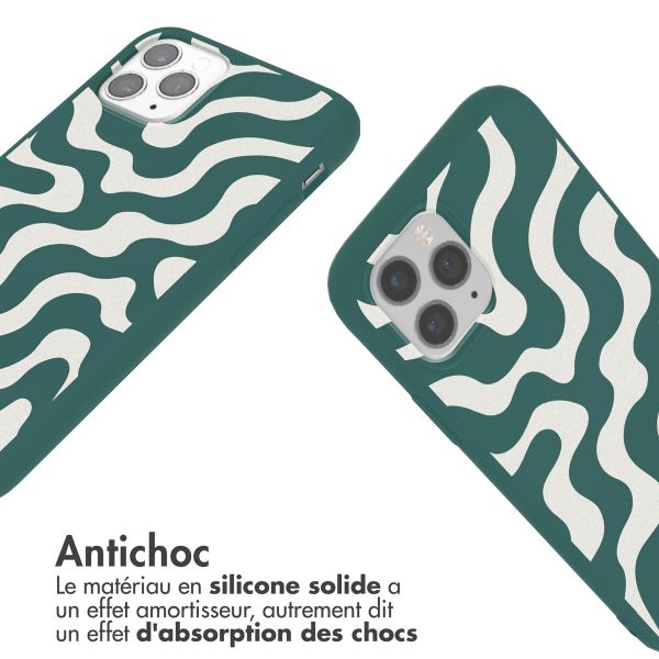 imoshion Coque design en silicone avec cordon Apple iPhone 11 Pro - Petrol Green Groovy