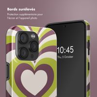 Selencia Coque arrière Vivid Tough avec MagSafe iPhone 15 Pro - Double Hearts Plum Fern