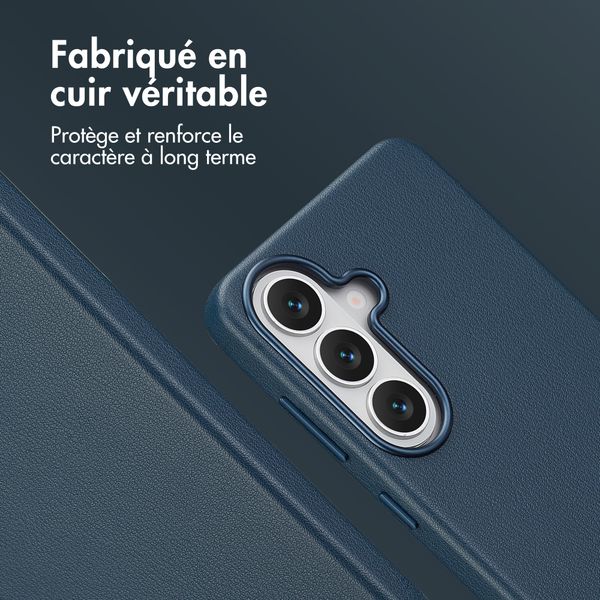 Accezz Coque arrière en cuir avec MagSafe Samsung Galaxy S26 - Nightfall Blue