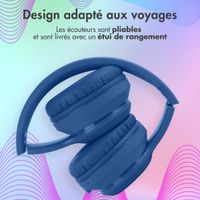 imoshion Casque sans fil pour enfants LED Light - Limiteur de décibels - Avec câble AUX - Cobalt Blue