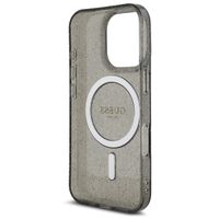 Guess MagSafe IML Glitter Case avec beads strap Apple iPhone 16 Pro - Noir