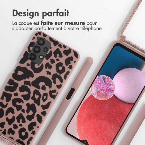 imoshion Coque design en silicone avec cordon Samsung Galaxy A13 (4G) - Animal Pink