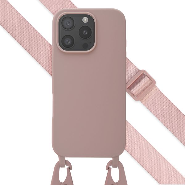 Selencia Coque silicone avec cordon amovible iPhone 16 Pro - Sand Pink