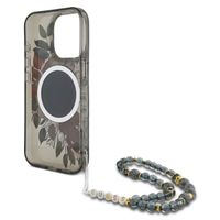 Guess MagSafe IML Flowers Case avec beads strap iPhone 15 Pro - Black