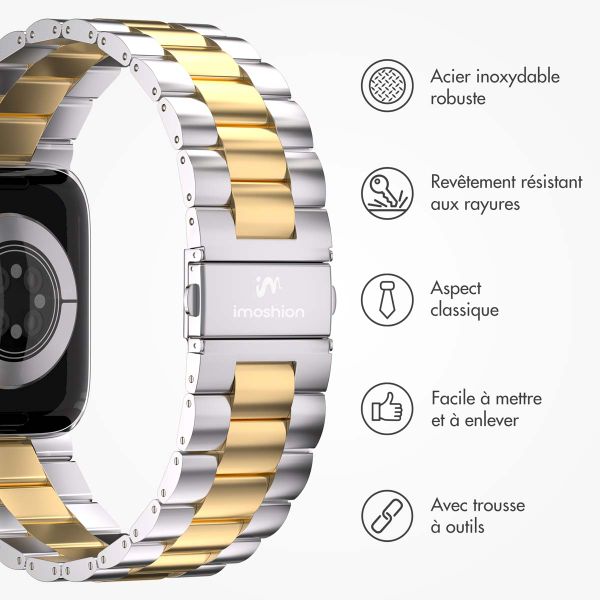 imoshion Bracelet en acier Apple Watch Series 1 á 9 / SE (38/40/41 mm) | Series 10 (42 mm) - Argent / Dorée