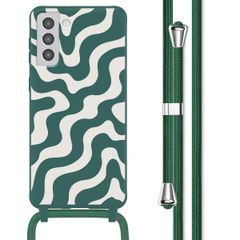 imoshion Coque design en silicone avec cordon Samsung Galaxy S21 Plus - Petrol Green Groovy