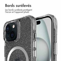 imoshion Coque arrière transparente Pailletée avec MagSafe Apple iPhone 15 - Argent