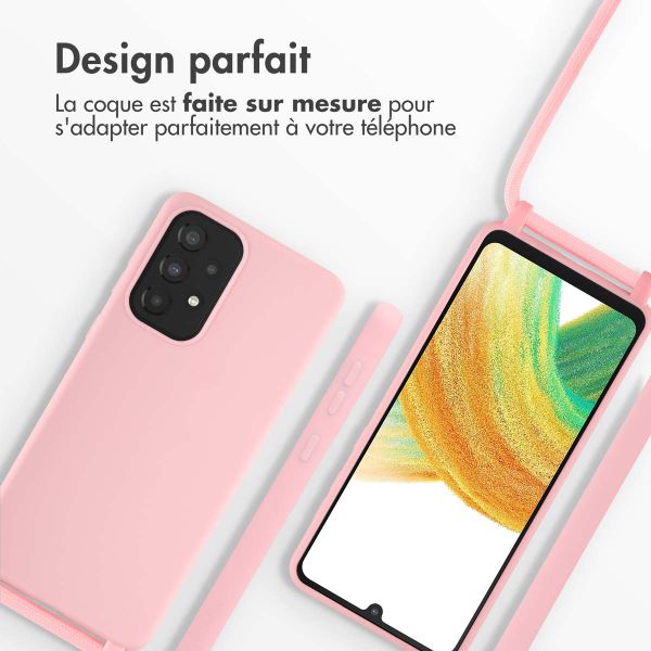 imoshion Coque en silicone avec cordon Samsung Galaxy A33 - Rose
