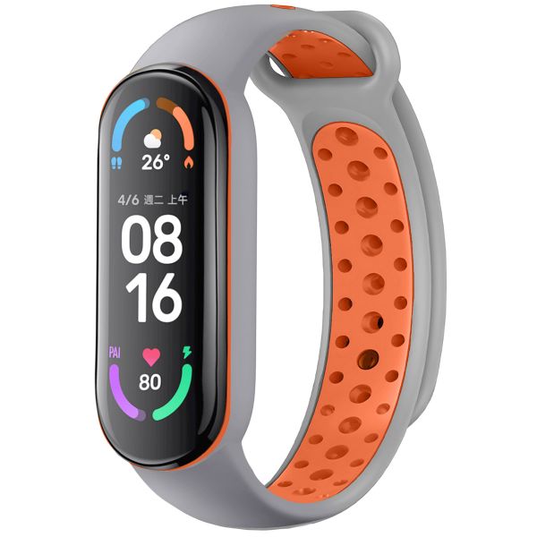 imoshion Bracelet sportif en silicone Xiaomi Mi Band 5 / 6 - Gris / Orange