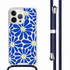 imoshion Coque Design avec cordon Apple iPhone 14 Pro - Cobalt Blue Flowers Connect