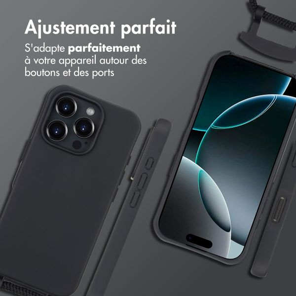 imoshion Coque arrière Color avec cordon amovible et MagSafe Apple iPhone 16 Pro Max - Noir