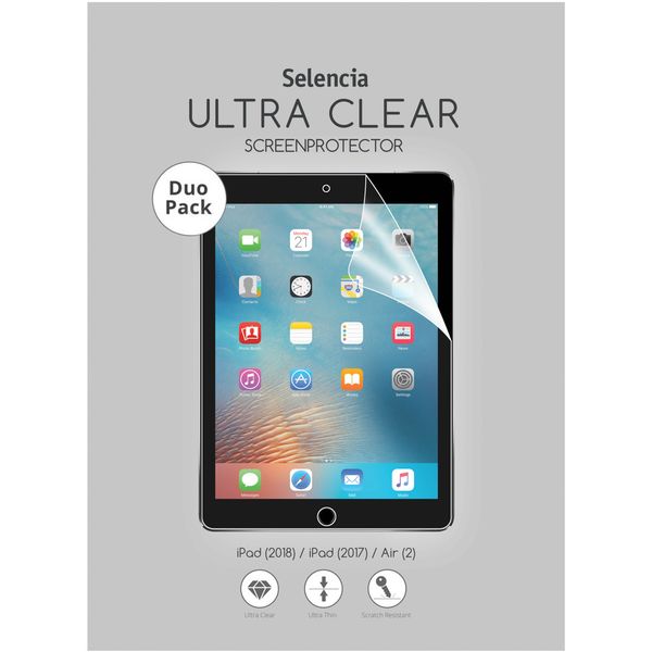 Selencia Protection d'écran Duo Pack Apple iPad 6 (2018) 9.7 pouces / iPad 5 (2017) 9.7 pouces / Air 2 (2014)/Air 1 (2013)