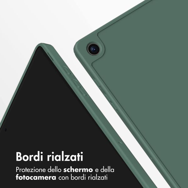 Accezz Coque tablette portefeuille Smart Silicone Samsung Galaxy Tab A9 8.7 pouces - Vert foncé
