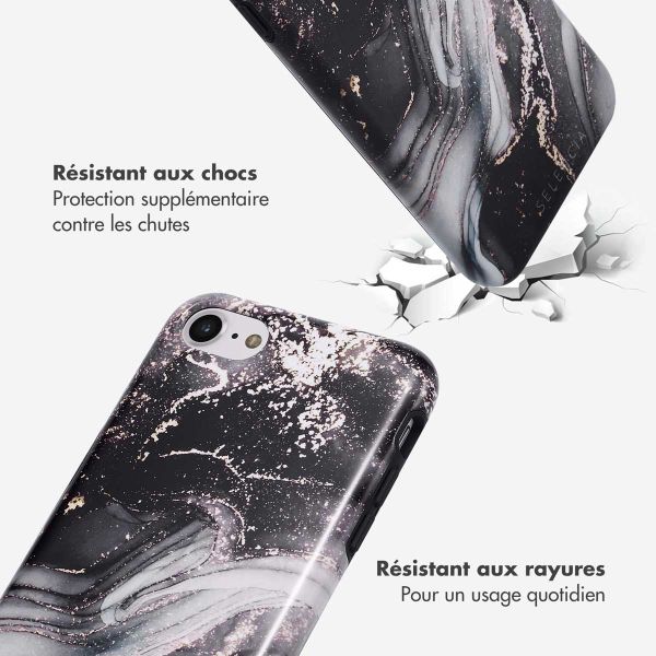 Selencia Coque arrière Vivid Apple iPhone SE (2022 / 2020) / 8 / 7 / 6(s) - Chic Marble Black