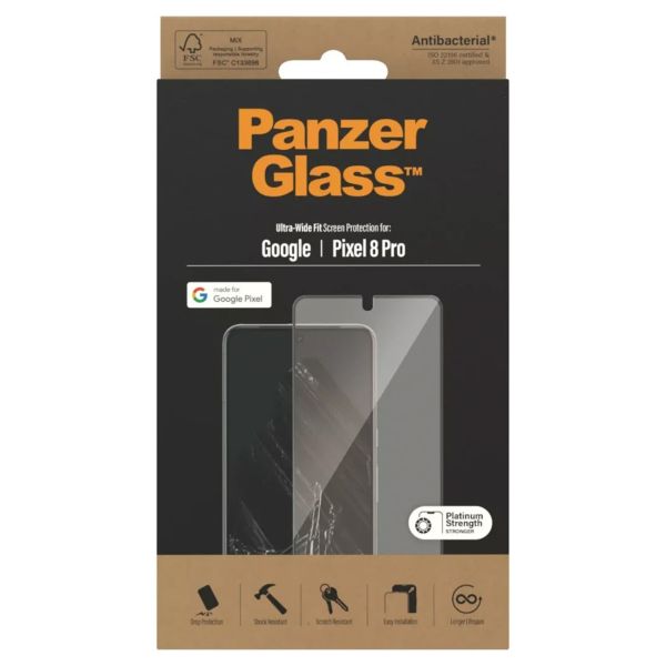 PanzerGlass Protection d'écran Ultra-Wide Fit Anti-bactérienne Google Pixel 8 Pro