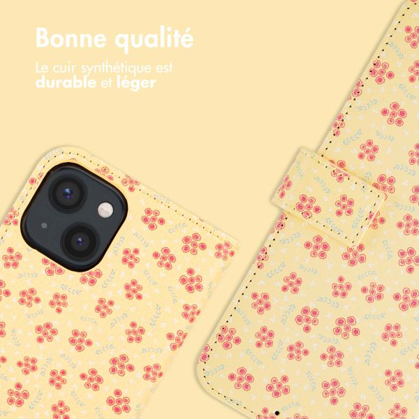 imoshion Étui de téléphone portefeuille Design iPhone 13 - Sunny Yellow Petite Flowers