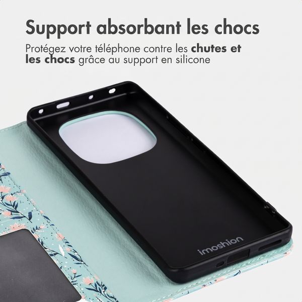 imoshion Étui de télephone portefeuille Design Xiaomi Redmi Note 14 Pro Plus (5G) - Blue Flowers