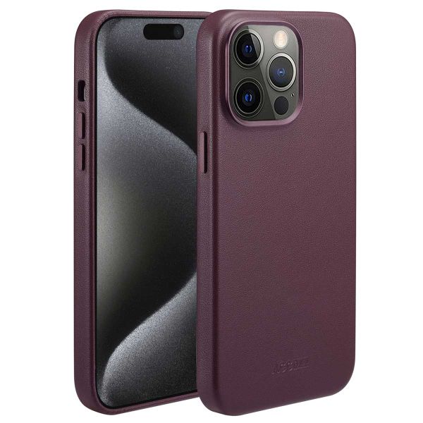 Accezz Coque arrière en cuir avec MagSafe Apple iPhone 15 Pro Max - Heath Purple