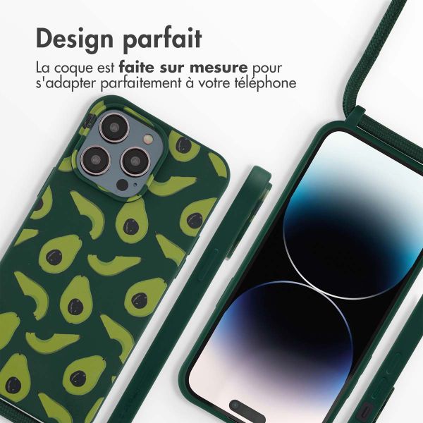 imoshion Coque design en silicone avec cordon Apple iPhone 14 Pro Max - Avocado Green